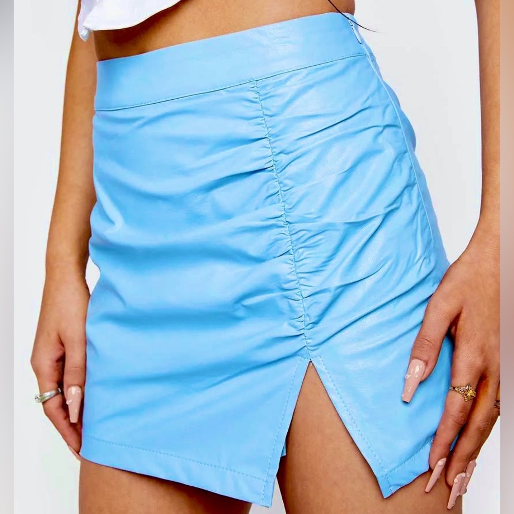 Cotton Candy LA Blue Vegan Leather Mini Skort